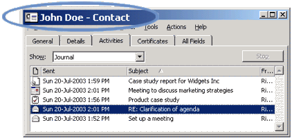Contact Communications Logging screenshot